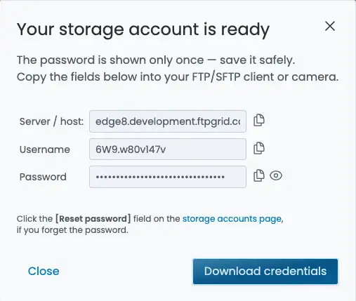Secure FTP and SFTP credentials